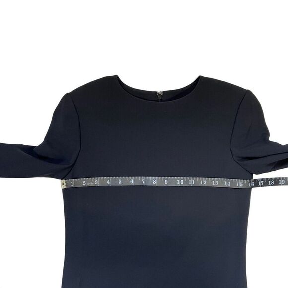 HELMUT LANG NWOT Shift Black MINI Dress Viscose XSmall Leather Cuff Crepe - Picture 6 of 11